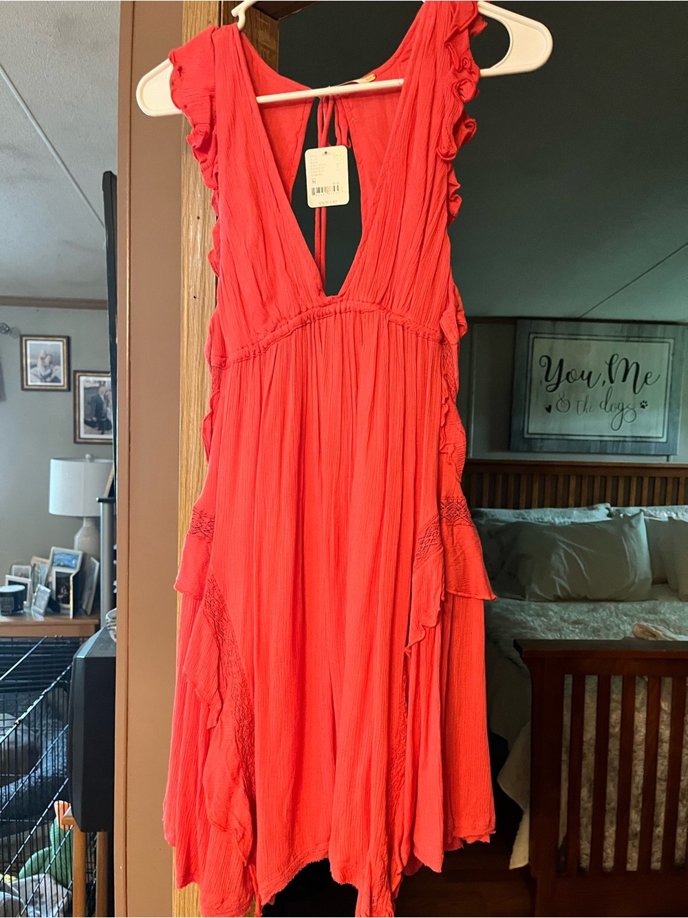 Free People Women’s Pink  Ruffled V-Neck Romper